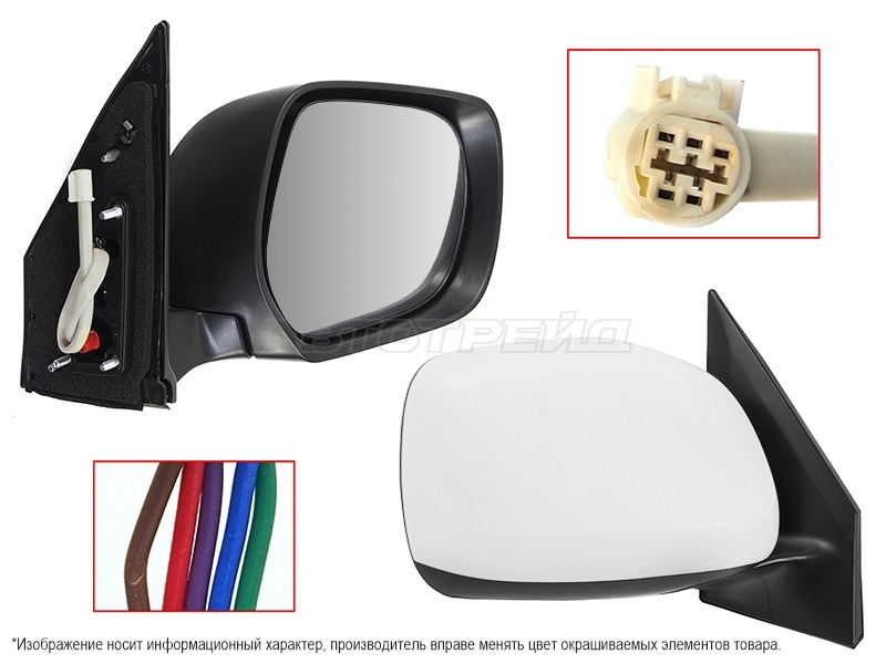 Зеркало Toyota Land Cruiser (J200) 07-15 (Справа / Регулировка / Складывание / 5 контактов)