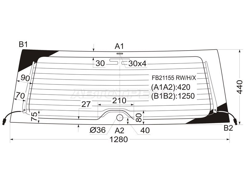 Стекло заднее (Цвет зеленый / Обогрев / Антенна) Toyota RAV4 (CA20) 00-05