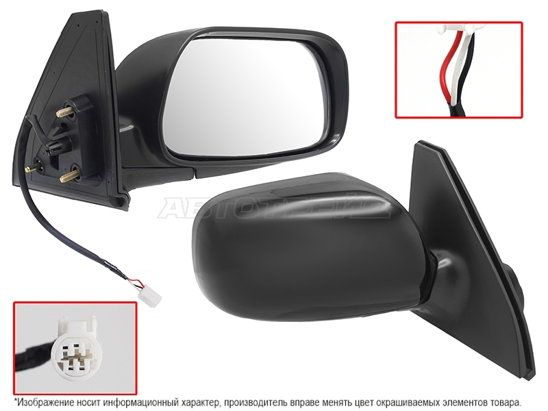 Зеркало Toyota Probox 02- / Succeed 02-20 (Справа / Регулировка / 3 контакта)