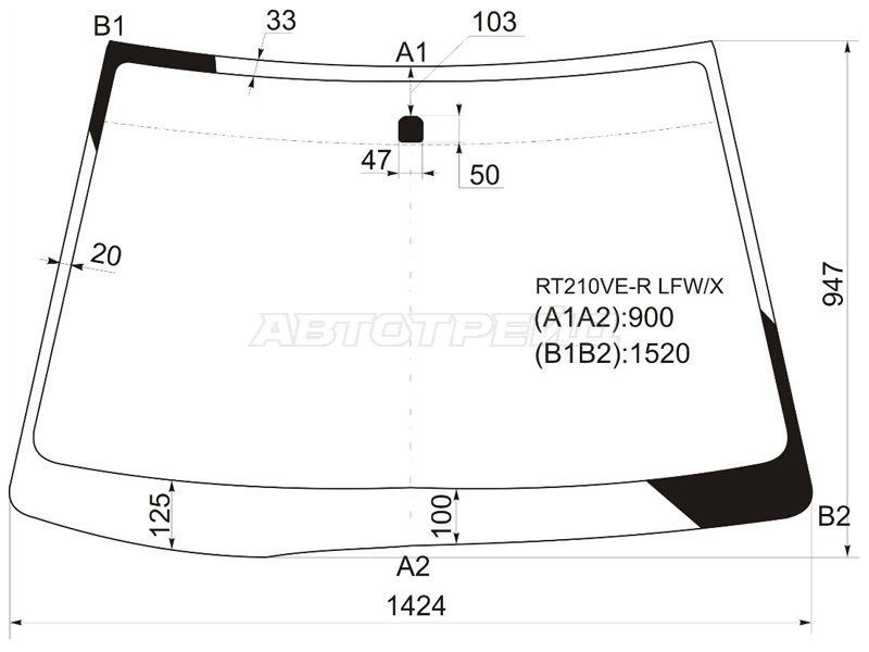 Стекло лобовое Toyota Caldina (T240) 02-07