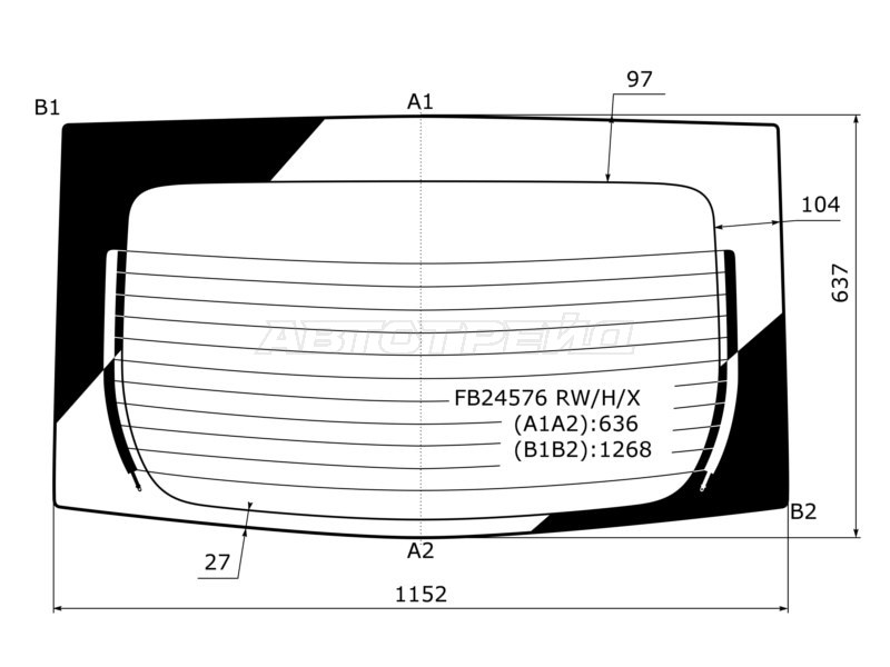 Стекло заднее (Цвет зеленый / Обогрев) Toyota Prius (ZVW30) 09-16 / Prius PHV 12-16
