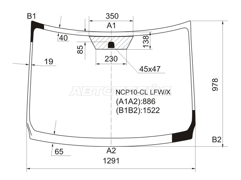 Стекло лобовое Toyota Ractis 05-10
