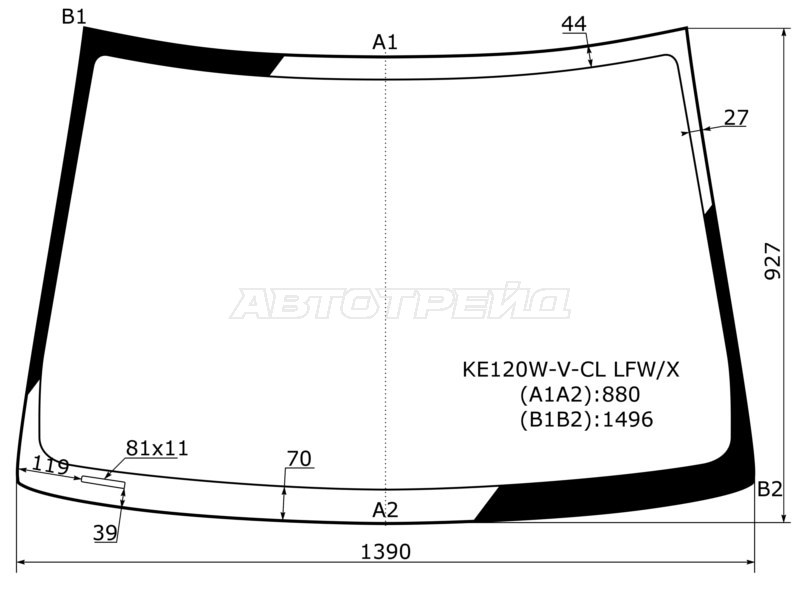 Стекло лобовое Toyota Corolla (E120) 00-07 / Corolla Fielder 00-06