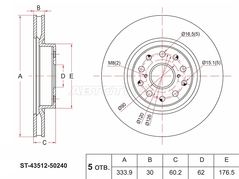 Диск тормозной (Перед) Lexus LS 06-17