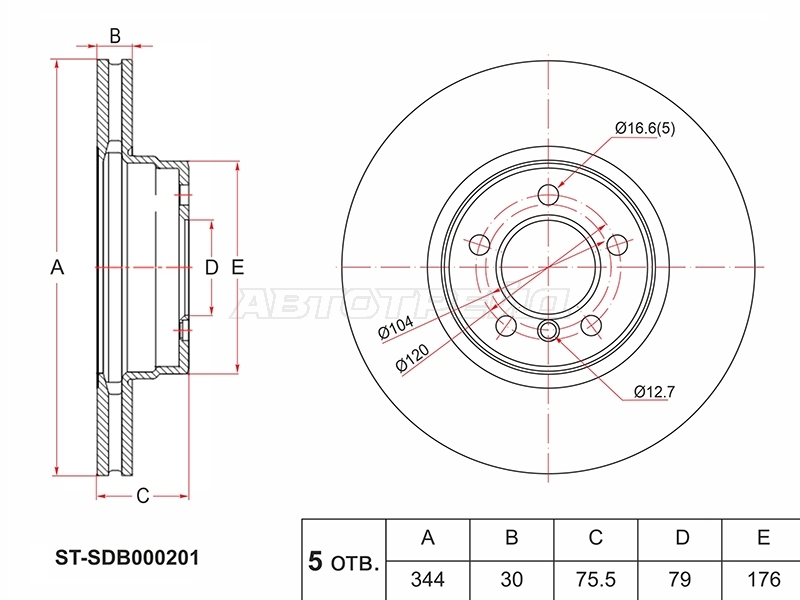 Диск тормозной (Перед) Land Rover Range Rover 02-12