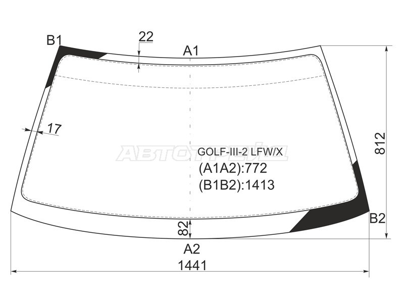 Стекло лобовое Volkswagen Golf 91-99 / Jetta 91-98