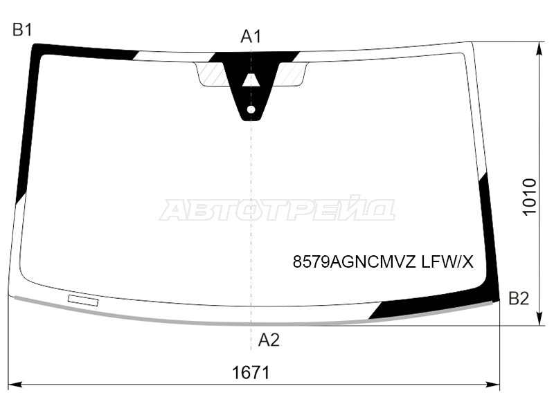 Стекло лобовое (Камера / Датчик дождя / Молдинг) Volkswagen Transporter 19- / California 15-22