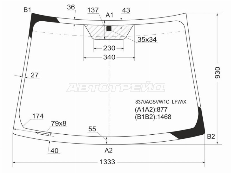 Стекло лобовое (3 / 5D HBK) Toyota Yaris 05-13