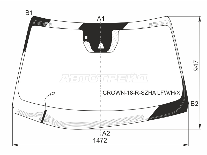 Стекло лобовое (Обогрев щеток / Антенна / Камера / Датчик дождя) Toyota Crown 17-22