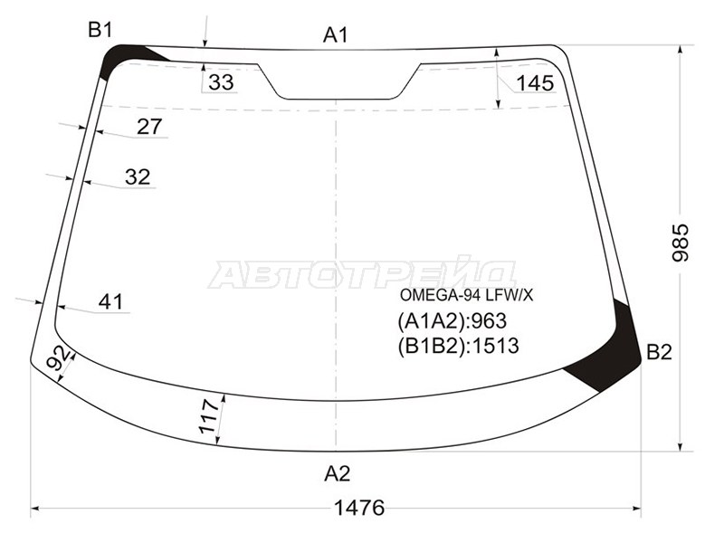 Стекло лобовое Opel Omega 94-03