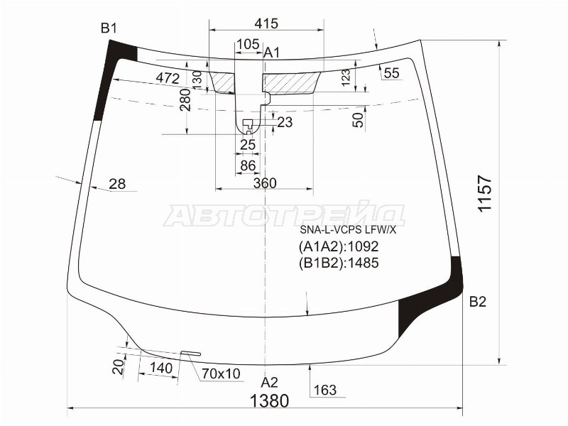 Стекло лобовое (Датчик дождя / 3 / 5D HBK) Honda Civic 05-12 / Civic USA 05-08
