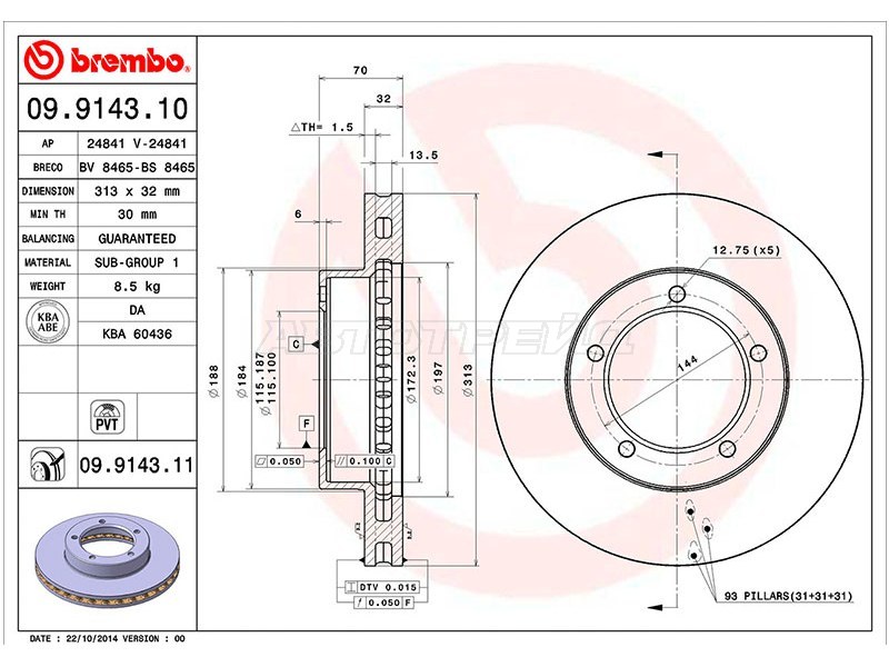 Диск тормозной (Спереди) Toyota Land Cruiser (J100) 98-07 / Lexus LX 98-07
