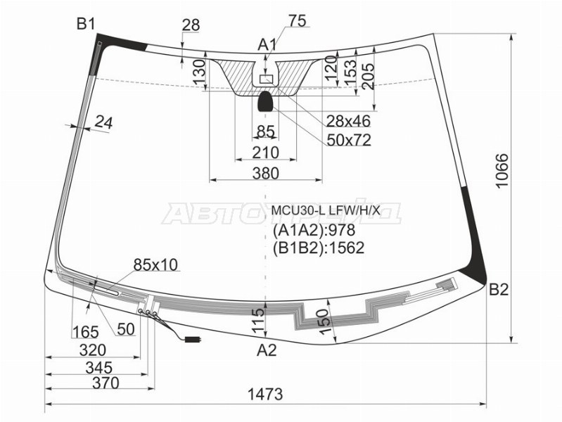 Стекло лобовое (Обогрев щеток / Датчик дождя) Lexus RX 03-09