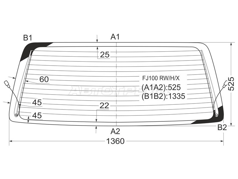Стекло заднее (Цвет зеленый / Обогрев) Toyota Land Cruiser (J100) 98-07 / Lexus LX 98-07