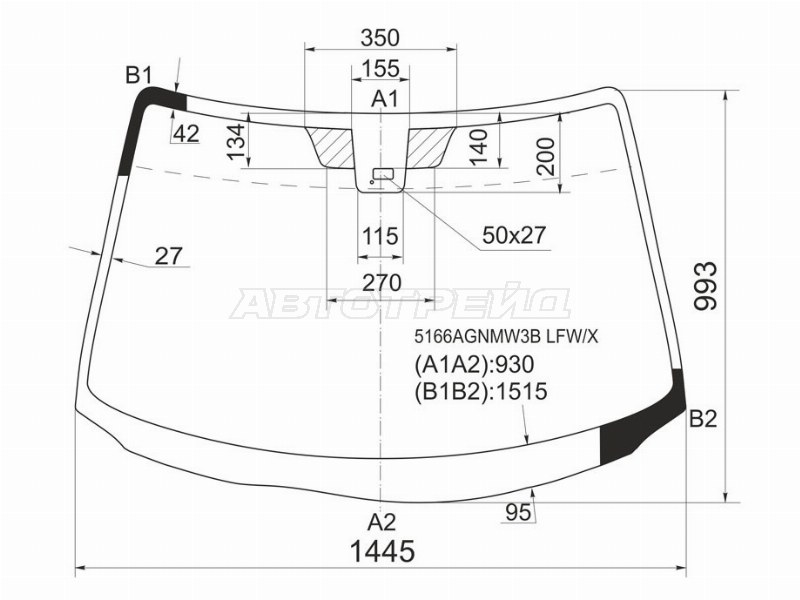 Стекло лобовое (Датчик дождя) Mazda 3 06-09