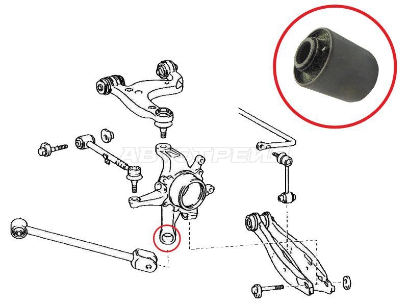 Сайлентблок рычага Toyota Crown 99-08 / Mark II 00-04