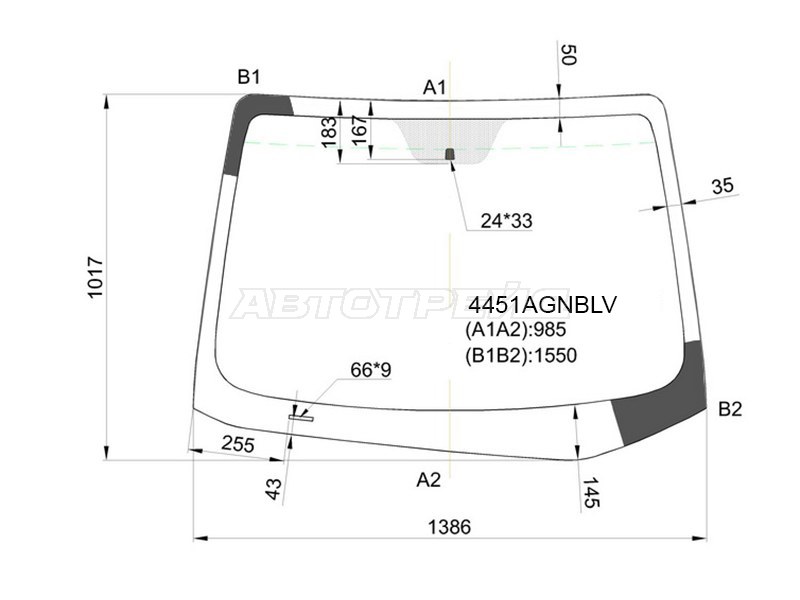 Стекло лобовое Kia Cerato 13-20 / Forte 13-18