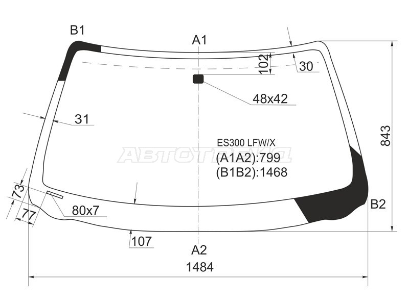 Стекло лобовое Lexus ES 91-96 / Toyota Windom 91-96