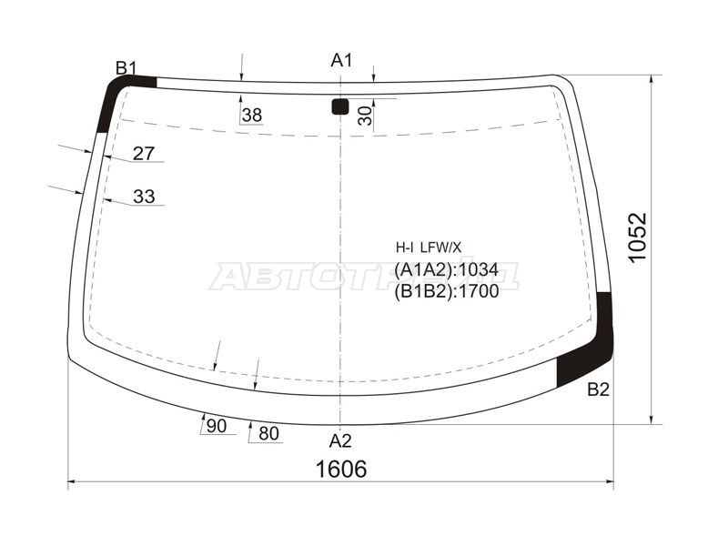 Стекло лобовое Hyundai H1 97-07 / Starex 97-07