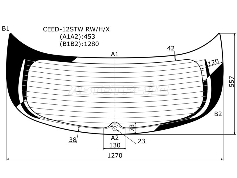 Стекло заднее (Цвет зеленый / Обогрев / 5D WGN) Kia Ceed 12-18