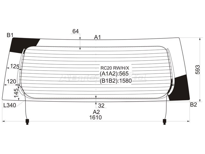 Стекло заднее (Цвет зеленый / Обогрев) Toyota Alphard (H10) 02-08