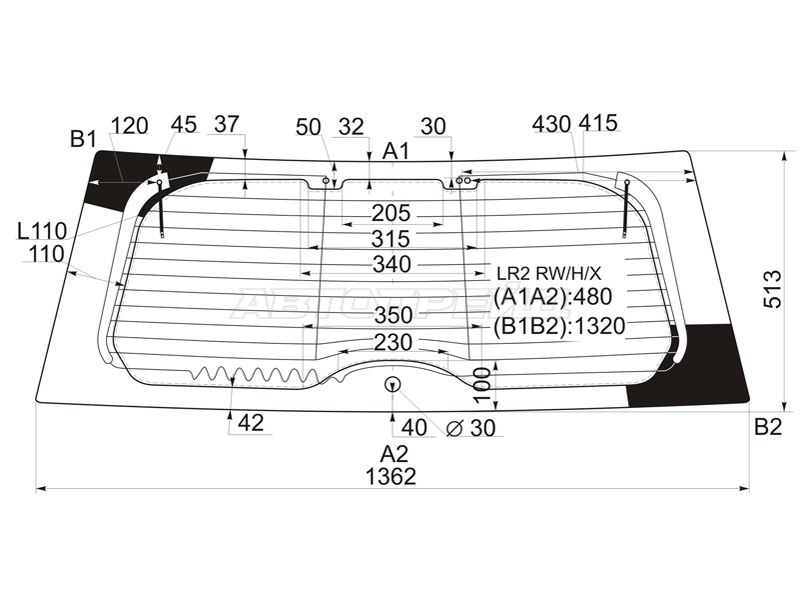 Стекло заднее (Цвет зеленый / Обогрев / Антенна) Land Rover Freelander 06-14