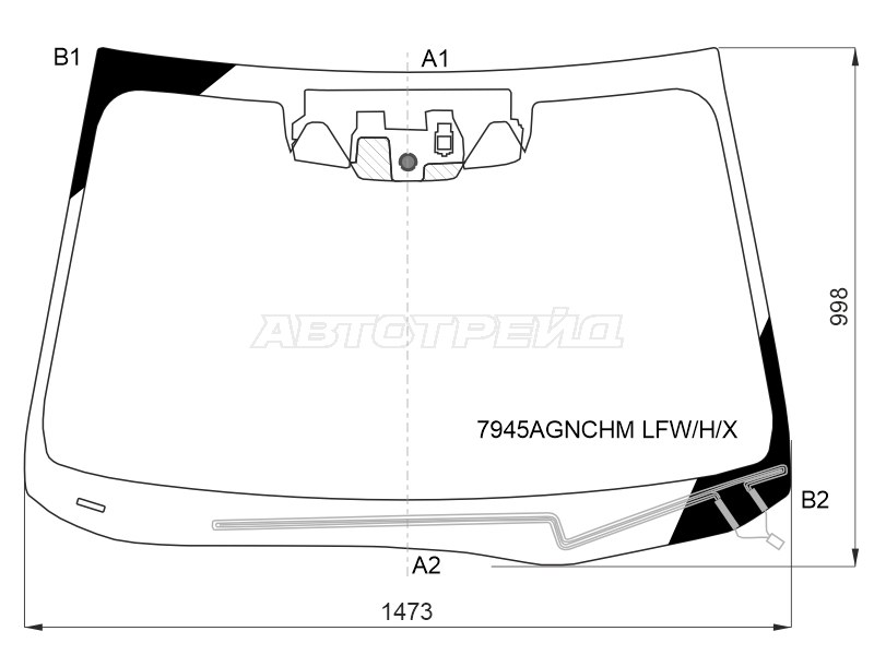 Стекло лобовое (Обогрев щеток / Две камеры / Датчик дождя) Subaru Outback 19-