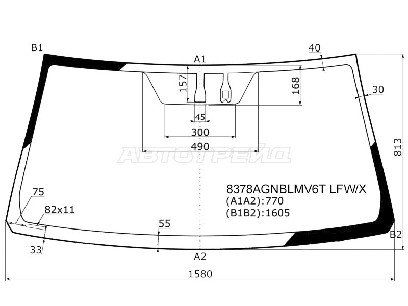 Стекло лобовое (Датчик дождя) Toyota Land Cruiser (J200) 15-21 / Lexus LX 15-23