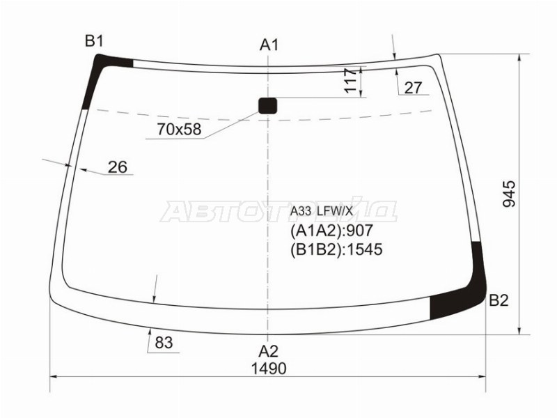Стекло лобовое Nissan Cefiro 98-03 / Infiniti I30 99-04