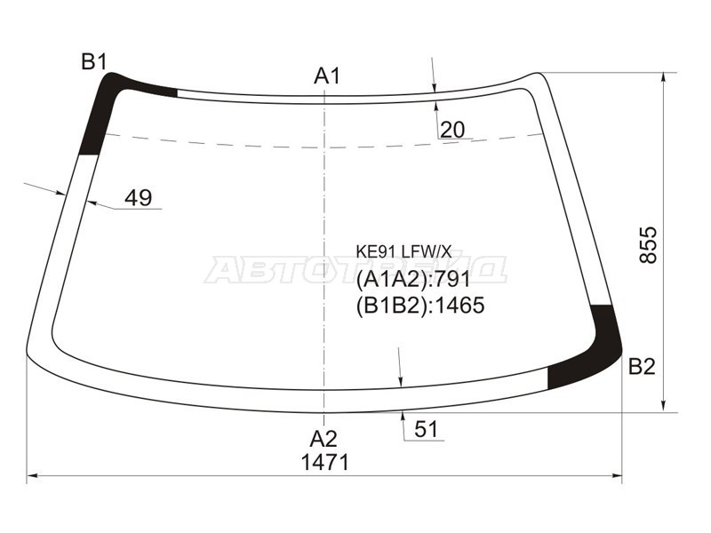 Стекло лобовое Toyota Corolla (E90) 87-92 / Sprinter 87-91