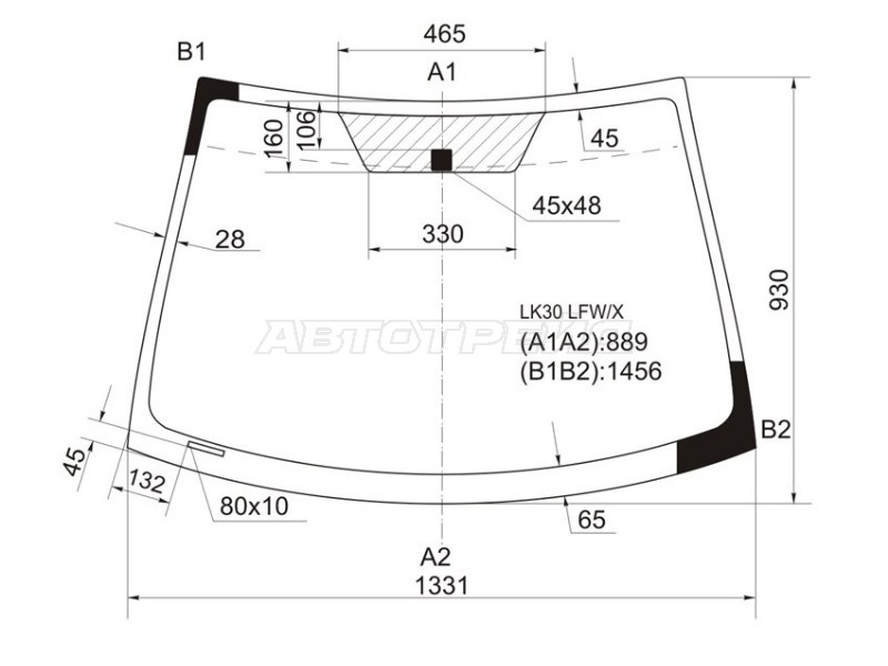 Стекло лобовое (4D SED) Toyota Belta 05-12 / Vios 07-16