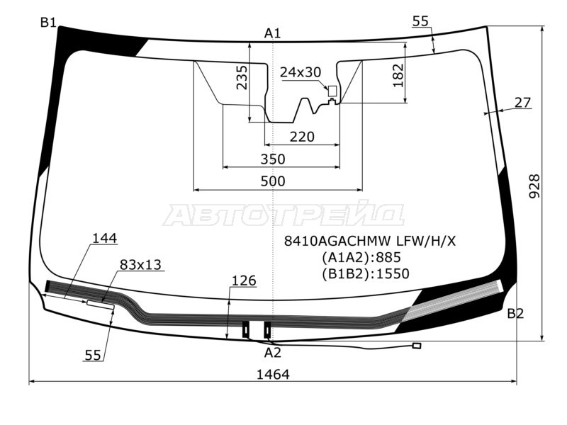 Стекло лобовое (Обогрев щеток / Камера / Датчик дождя) Toyota RAV4 (XA40) 12-19