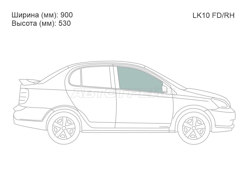 Стекло боковое опускное (Спереди / Справа / Цвет зеленый) Toyota Vitz 99-05 / Echo 99-05
