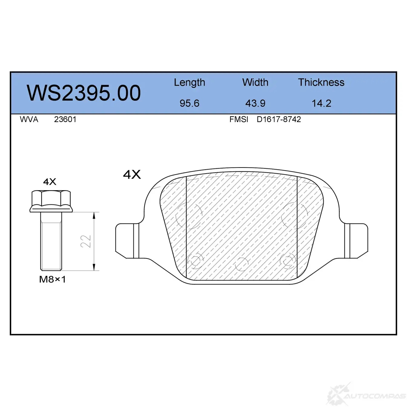 JEENICE WS239500 — Колодки тормозные дисковые · зад