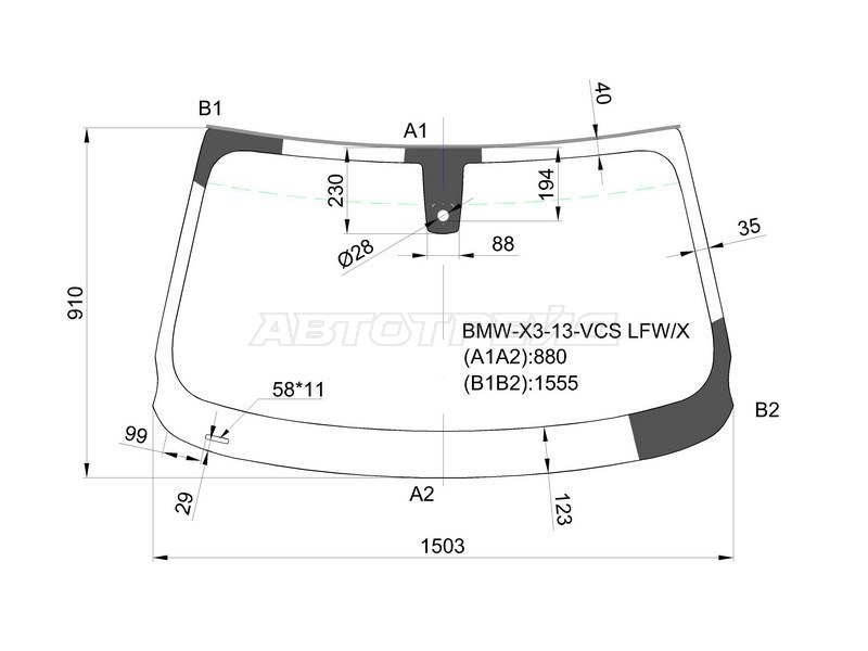 Стекло лобовое (Датчик дождя) BMW X3 14-17