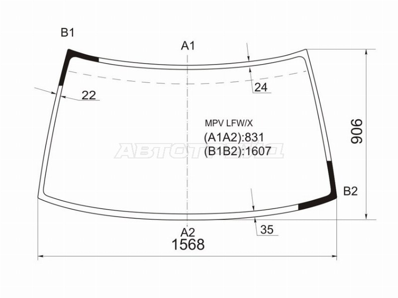 Стекло лобовое Mazda MPV 90-99