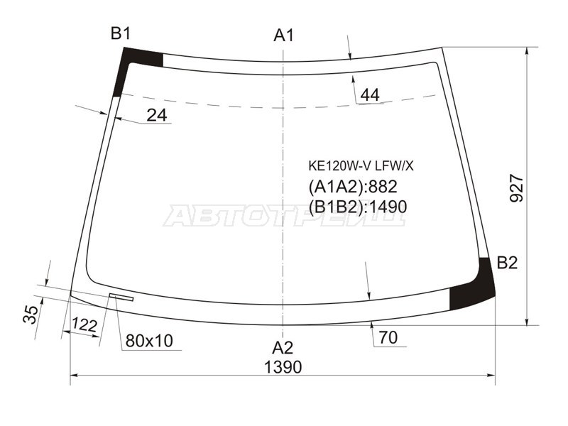 Стекло лобовое Toyota Corolla (E120) 00-07 / Corolla Fielder 00-06