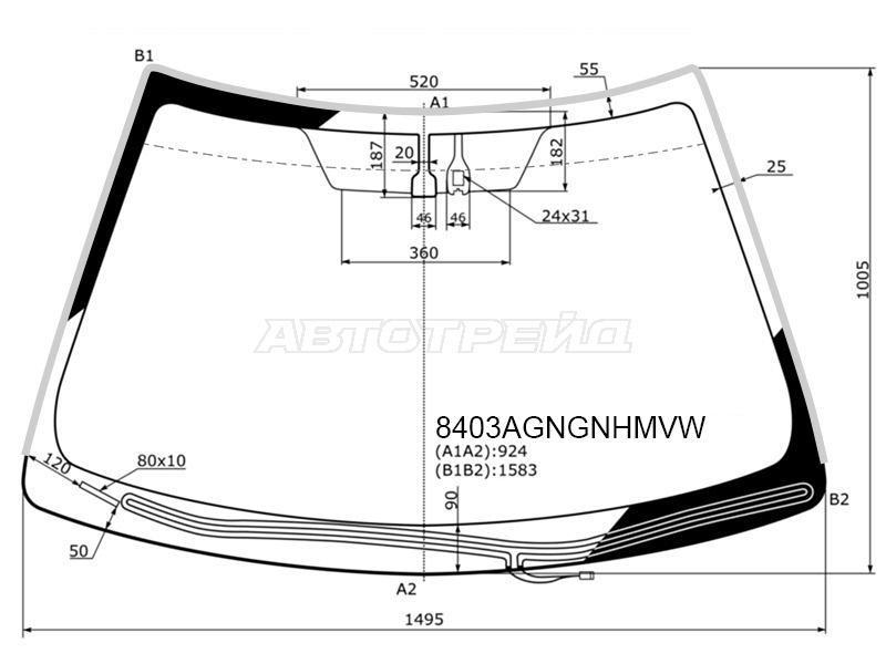 Стекло лобовое (Обогрев щеток / Датчик дождя / Молдинг) Toyota Camry (XV50) 11-18 / Camry USA 11-17