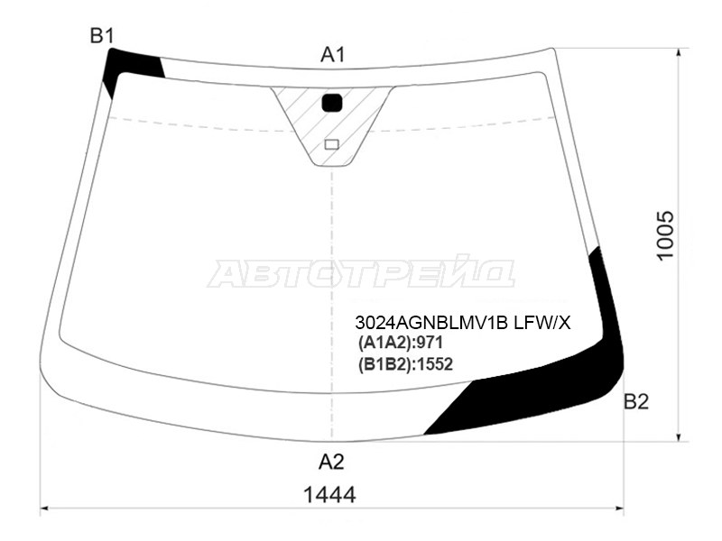 Стекло лобовое (Датчик дождя) Chevrolet Captiva 06-15 / Opel Antara 06-15