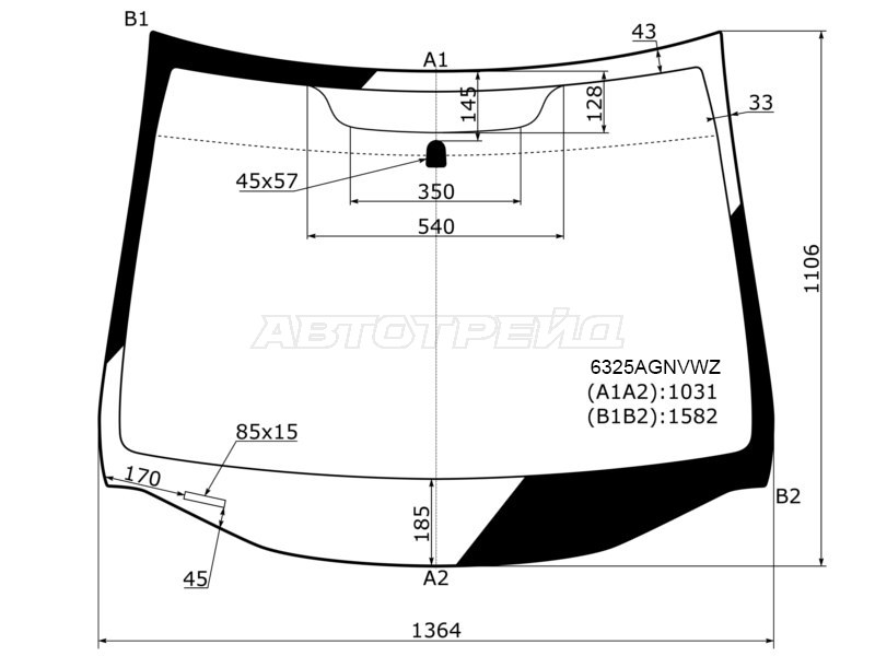 Стекло лобовое (Молдинг) Opel Meriva 10-18