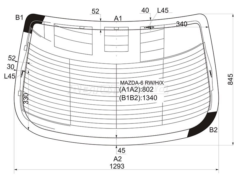 Стекло заднее (Цвет зеленый / Обогрев / Антенна / 4D SED) Mazda 6 02-08 / Atenza 02-07