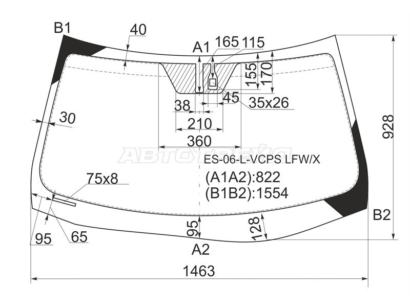Стекло лобовое (Датчик дождя) Lexus ES 06-12