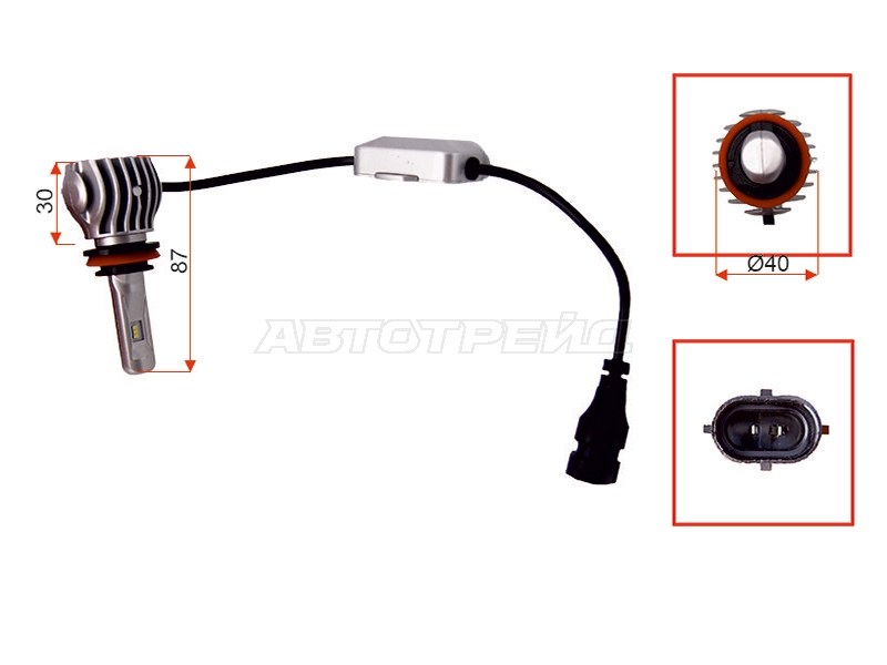 Лампа (H8 / H11 / LED / Комплект / 12В 65Вт 6000Лм Canbus)