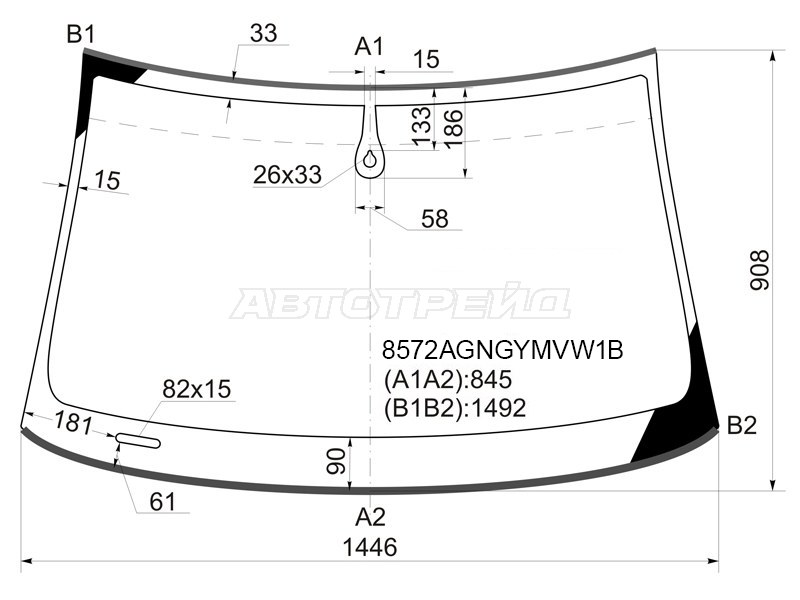 Стекло лобовое (Датчик дождя / Молдинг) Audi A4 00-09 / S4 04-08
