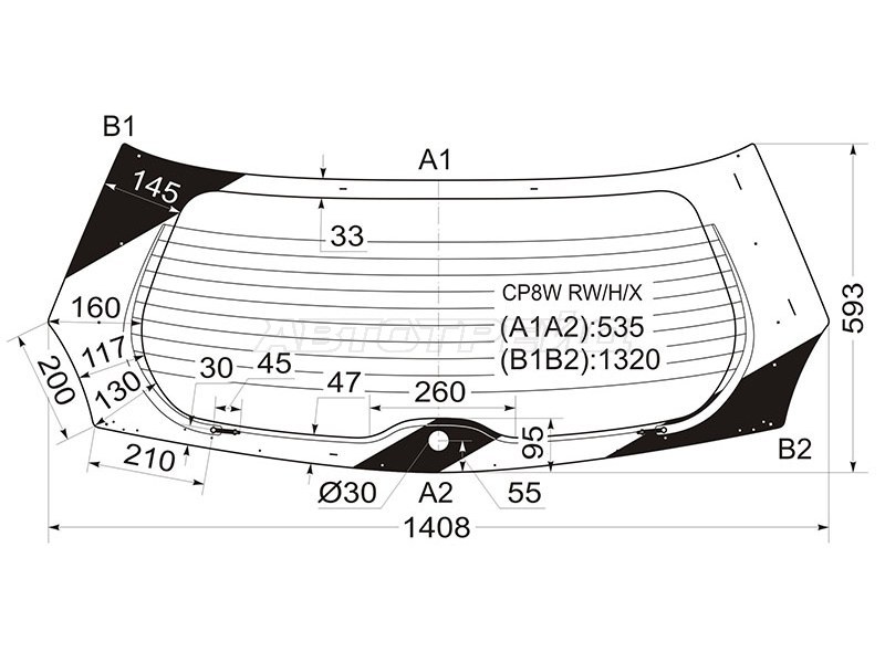 Стекло заднее (Цвет зеленый / Обогрев) Mazda Premacy 99-05