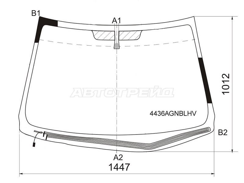 Стекло лобовое (Обогрев щеток) Kia Cerato 08-13 / Forte 08-13