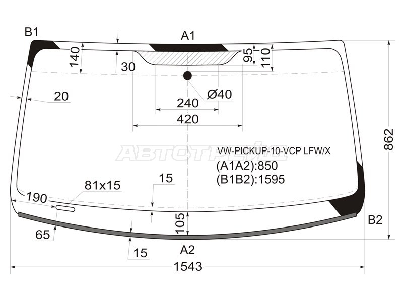 Стекло лобовое (Молдинг) Volkswagen Amarok 10-20