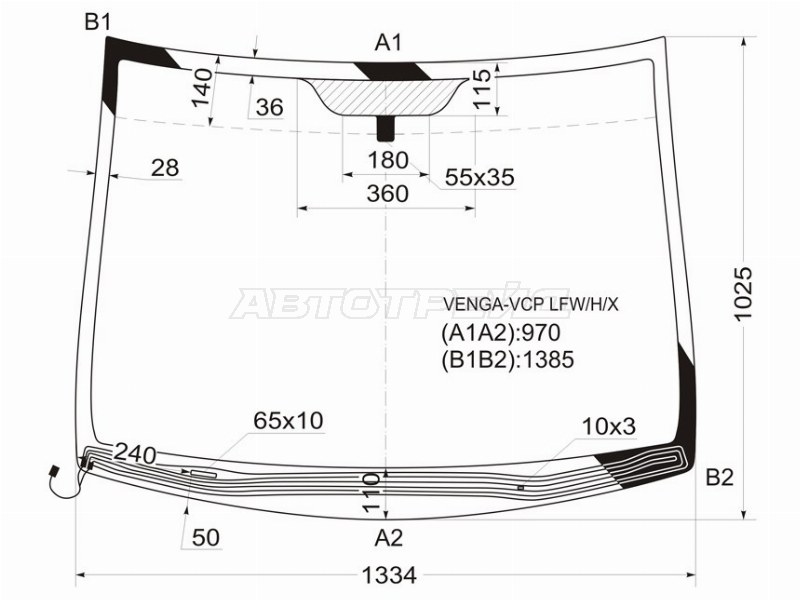 Стекло лобовое (Обогрев щеток) Hyundai ix20 10-19 / Kia Venga 10-17