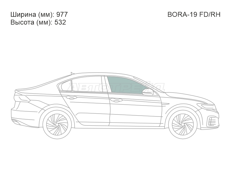 Стекло боковое опускное (Спереди / Справа / Цвет зеленый) Volkswagen Bora 18-