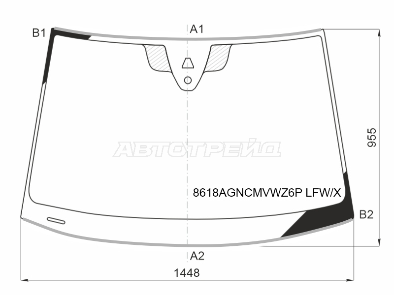 Стекло лобовое (Камера / Датчик дождя / Молдинг / без VICS) Volkswagen Golf 16-19